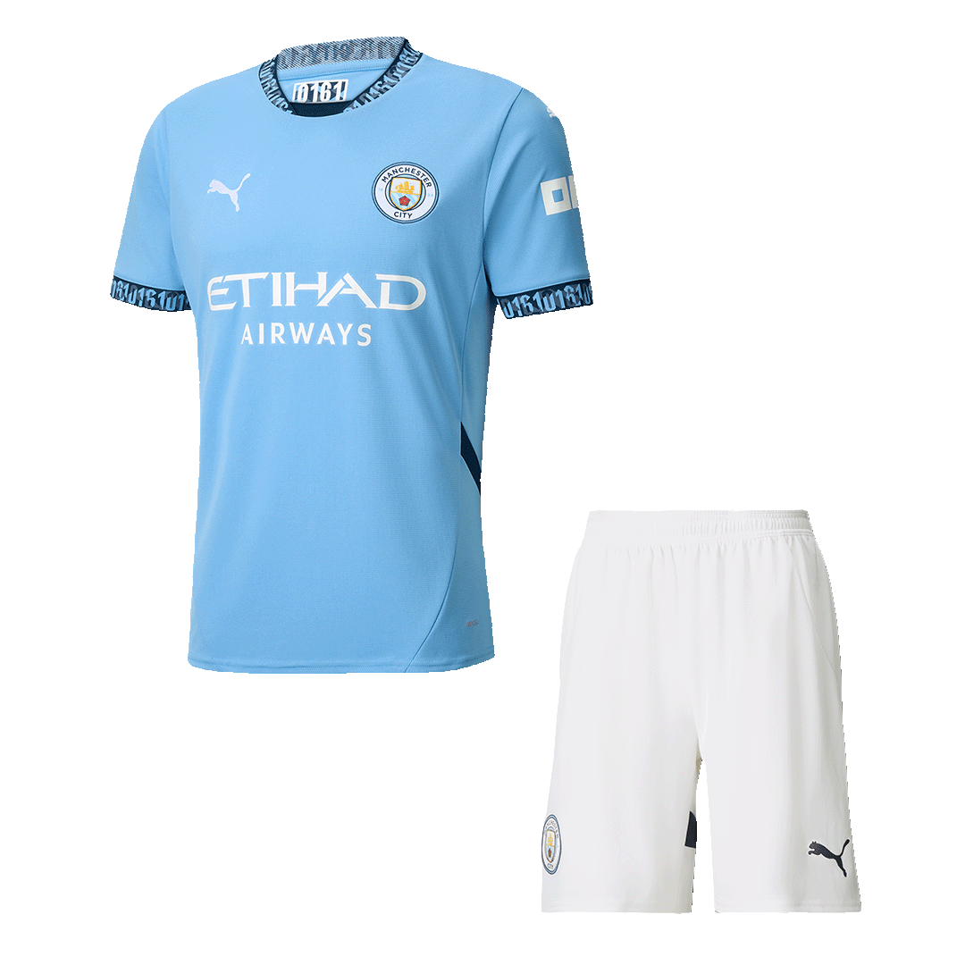 Manchester City Home Soccer Jersey Kit(Jersey+Shorts) 2024/25 Top Soccer Jerseys Store