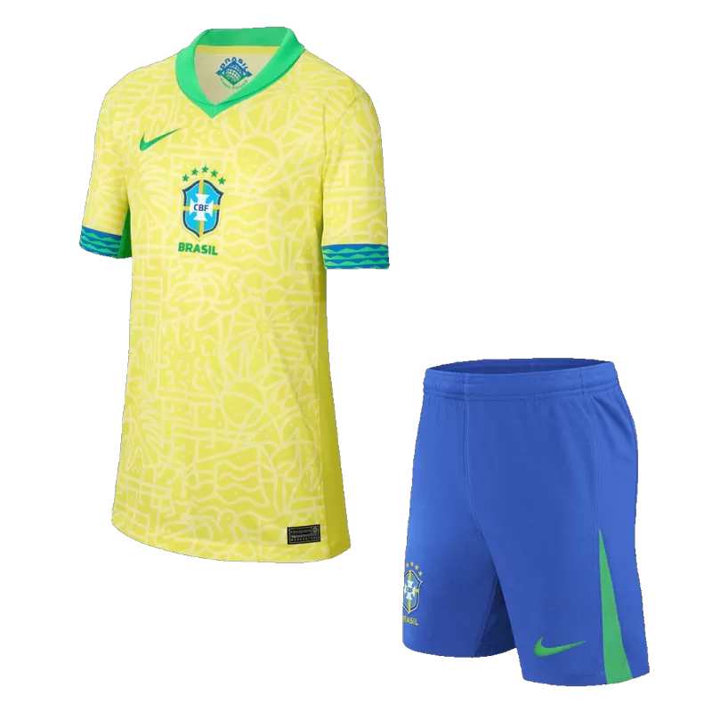 Brazil Kid‘s Home Soccer Jerseys (Jersey+Short) Kit 2024