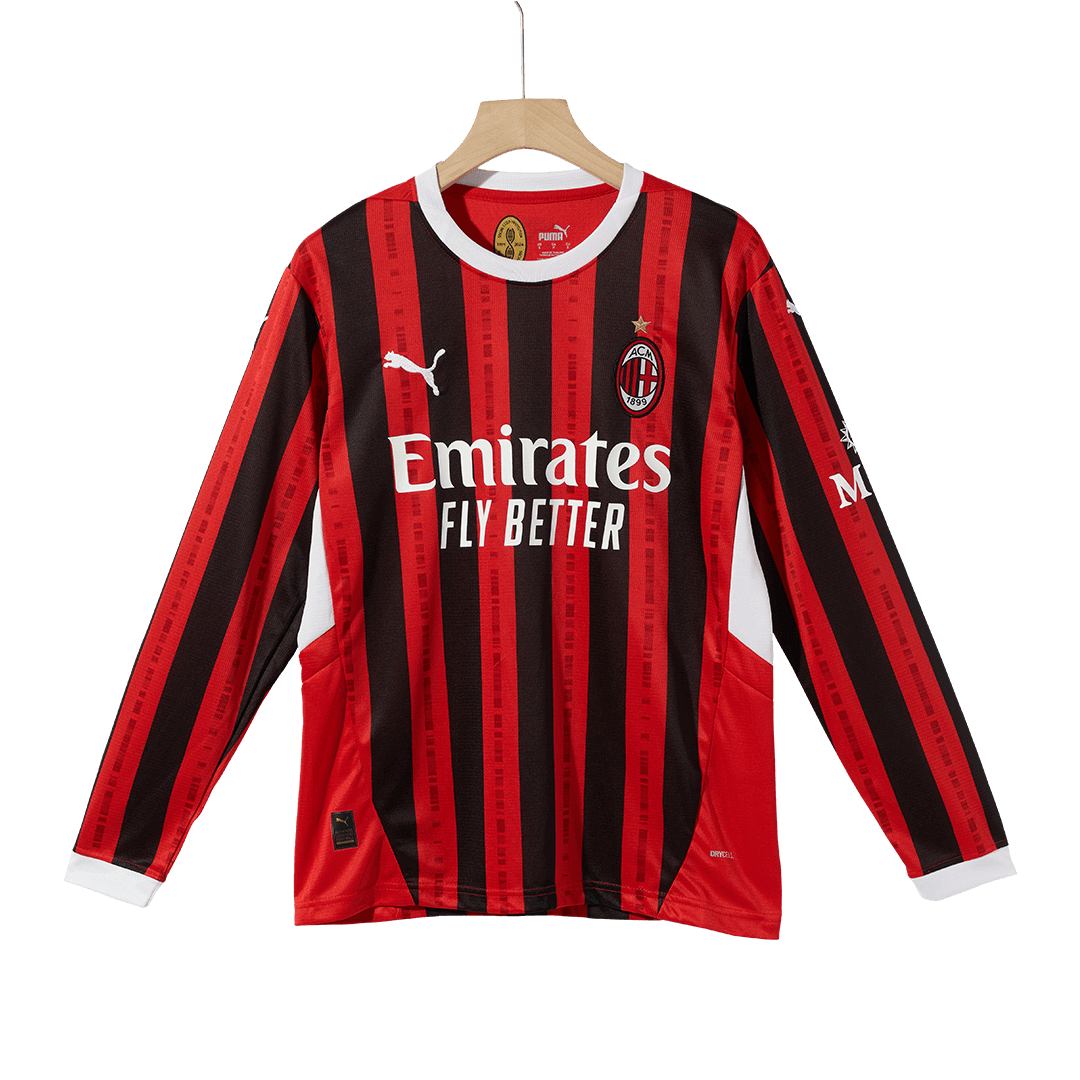 AC Milan Home Long Sleeve Soccer Jersey 2024/25 Top Soccer Jerseys Store