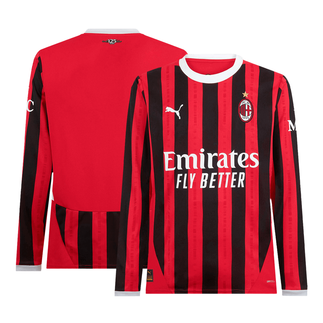 AC Milan Home Long Sleeve Soccer Jersey 2024/25 Top Soccer Jerseys Store