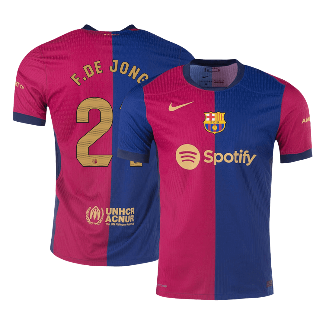 Player Version F.DE JONG #21 Barcelona Home Soccer Jersey 2024/25 Top Soccer Jerseys Store