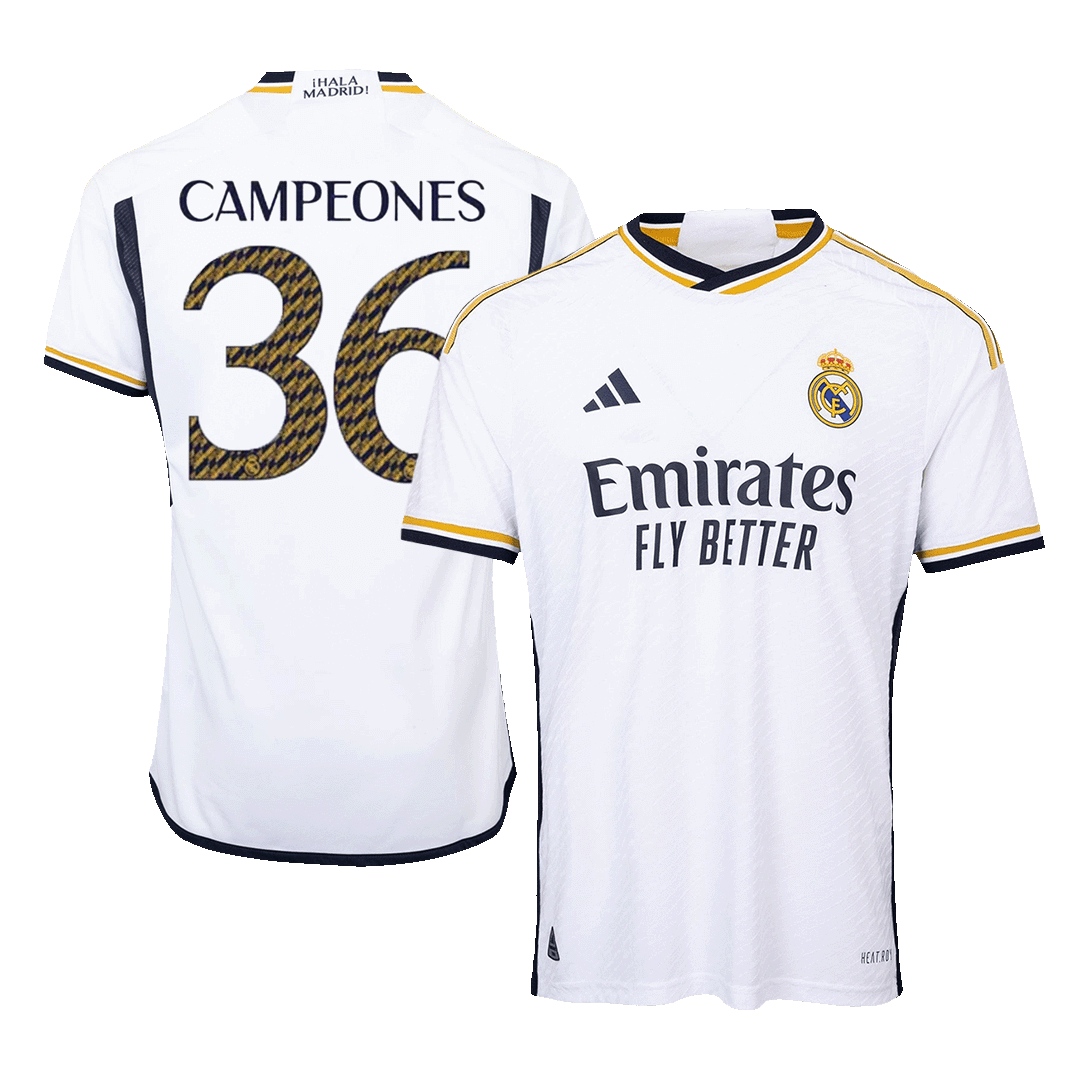 Player Version CAMPEONES #36 Real Madrid Home Soccer Jersey 2023/24 Top Soccer Jerseys Store
