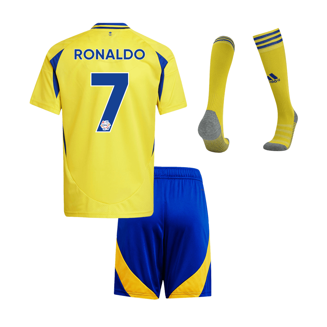 Kid's RONALDO #7 Al Nassr Home  Soccer Jersey Kit(Jersey+Shorts+Socks) 2024/25 Top Soccer Jerseys Store