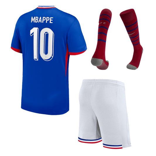 Kid's France MBAPPE #10 Home Jerseys Full Kit Euro 2024 Go Game Wear