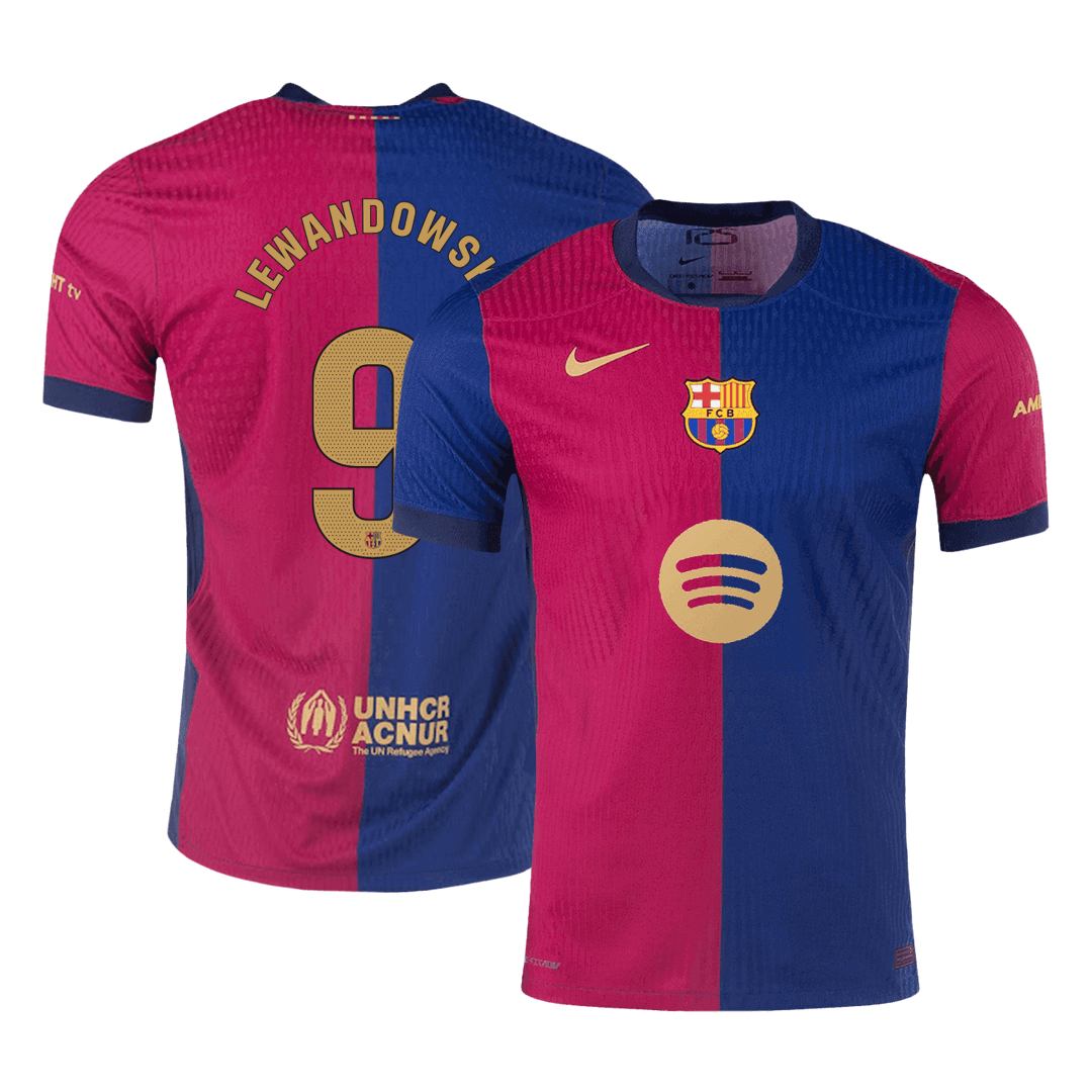 Player Version LEWANDOWSKI #9 Barcelona Home Soccer Jersey 2024/25 - Spotify Logo Without Text Top Soccer Jerseys Store