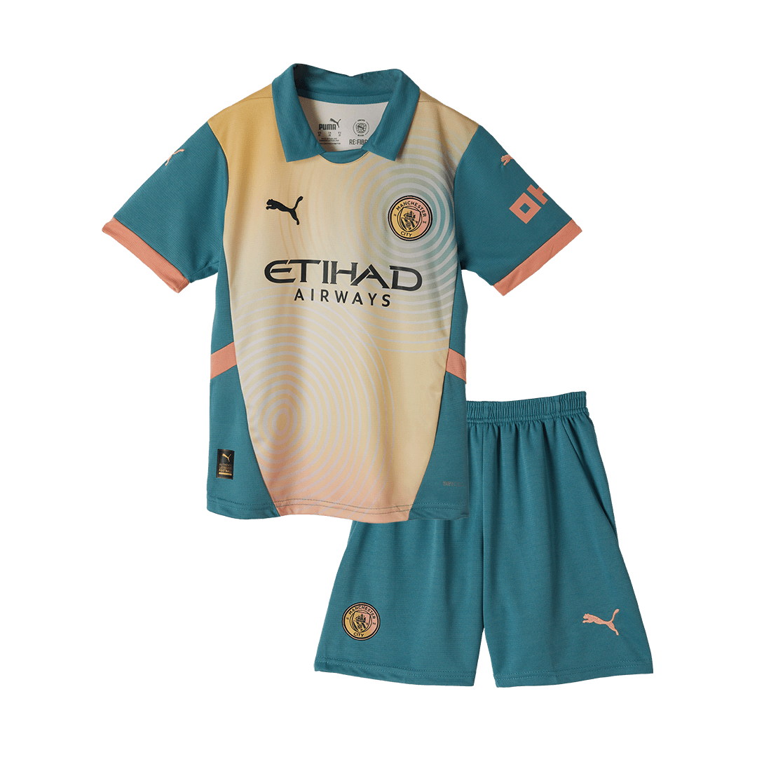 Kid's Manchester City Fourth Away Soccer Jersey Kit(Jersey+Shorts) 2024/25- Definitely City (UCL) Top Soccer Jerseys Store