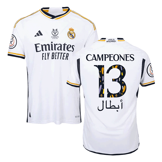 Player Version CAMPEONES #13 Real Madrid Home Soccer Jersey 2023/24 - Campeones Supercopa Top Soccer Jerseys Store