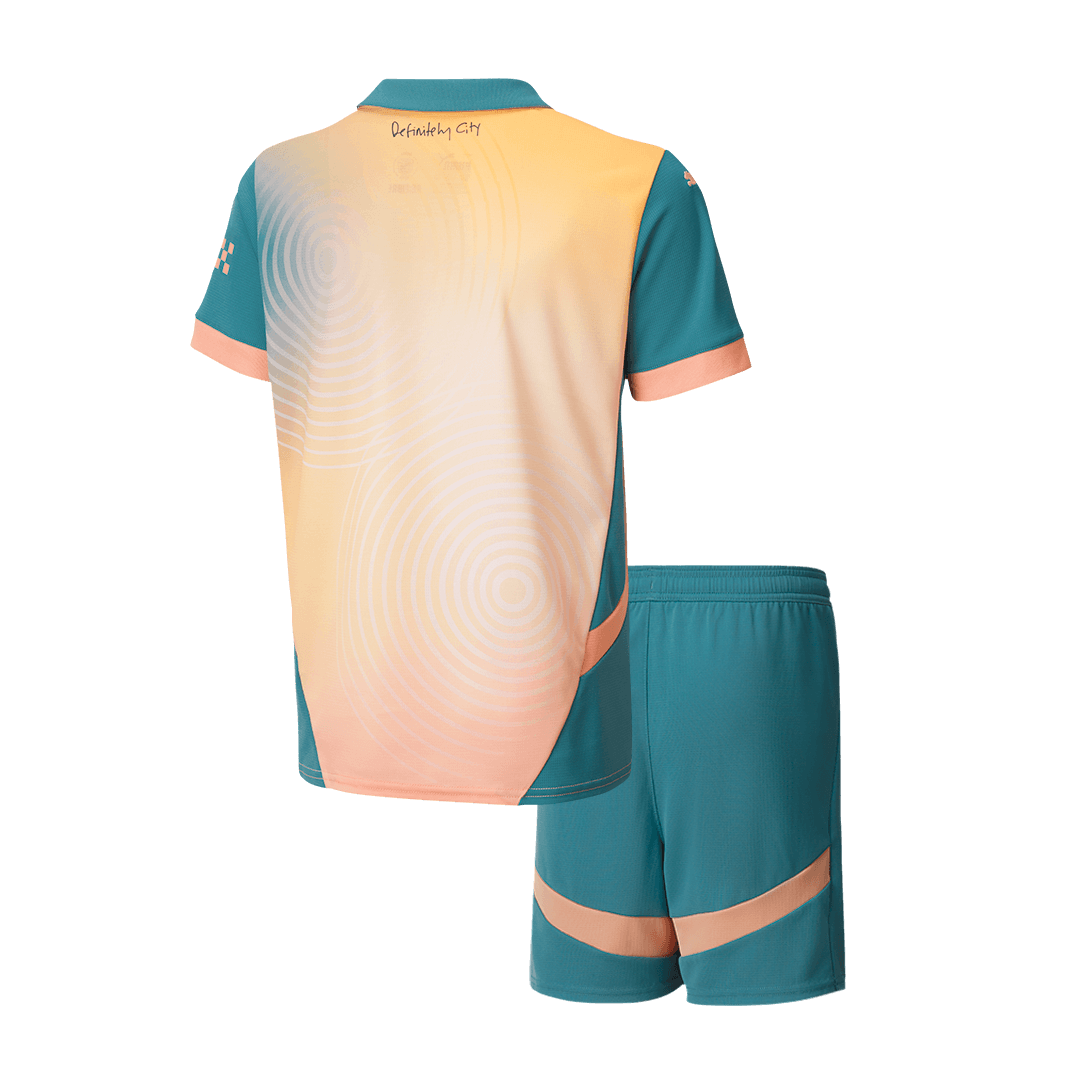 Kid's Manchester City Fourth Away Soccer Jersey Kit(Jersey+Shorts) 2024/25- Definitely City (UCL) Top Soccer Jerseys Store