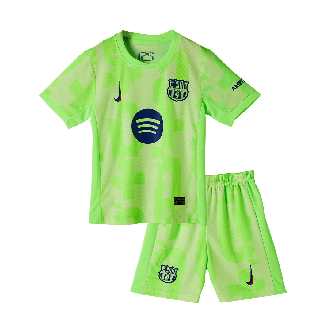 Kid's Barcelona Third Away Soccer Jersey Kit(Jersey+Shorts+Socks) 2024/25- UCL (Spotify Logo Without Text) Top Soccer Jerseys Store