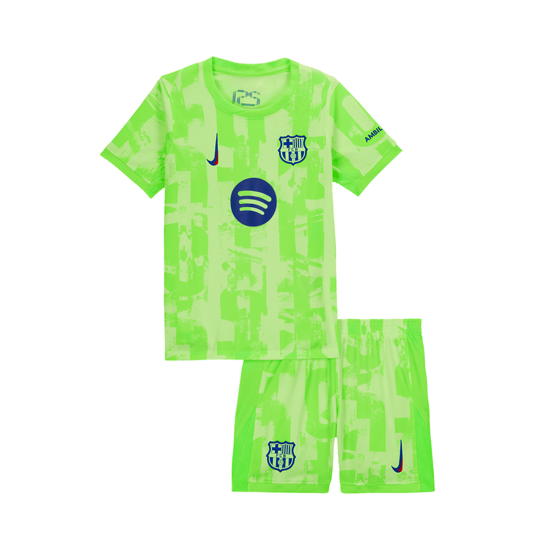 Kid's Barcelona Third Away Soccer Jersey Kit(Jersey+Shorts) 2024/25 - UCL (Spotify Logo Without Text) Top Soccer Jerseys Store
