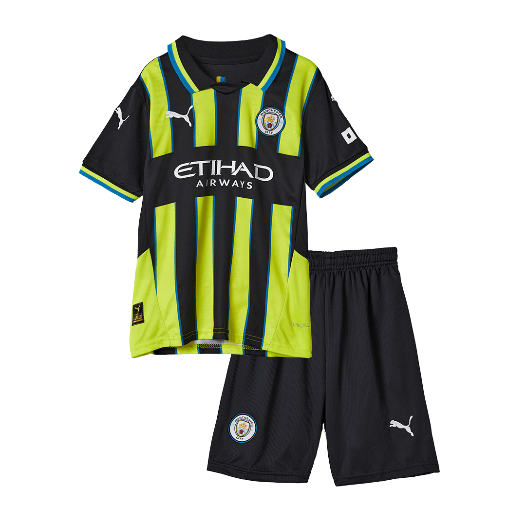 Kid's Manchester City Away Soccer Jersey Kit(Jersey+Shorts) 2024/25 Top Soccer Jerseys Store
