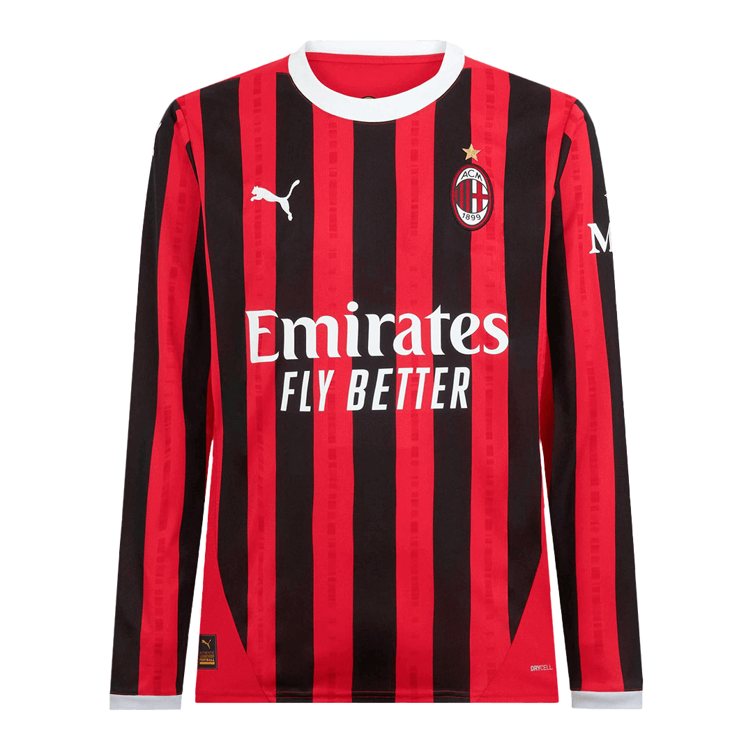 AC Milan Home Long Sleeve Soccer Jersey 2024/25 Top Soccer Jerseys Store