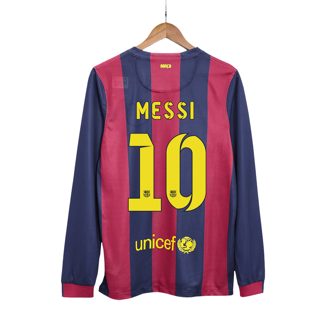 Retro MESSI #10 2014/15 Barcelona Home Long Sleeve  Soccer Jersey Top Soccer Jerseys Store