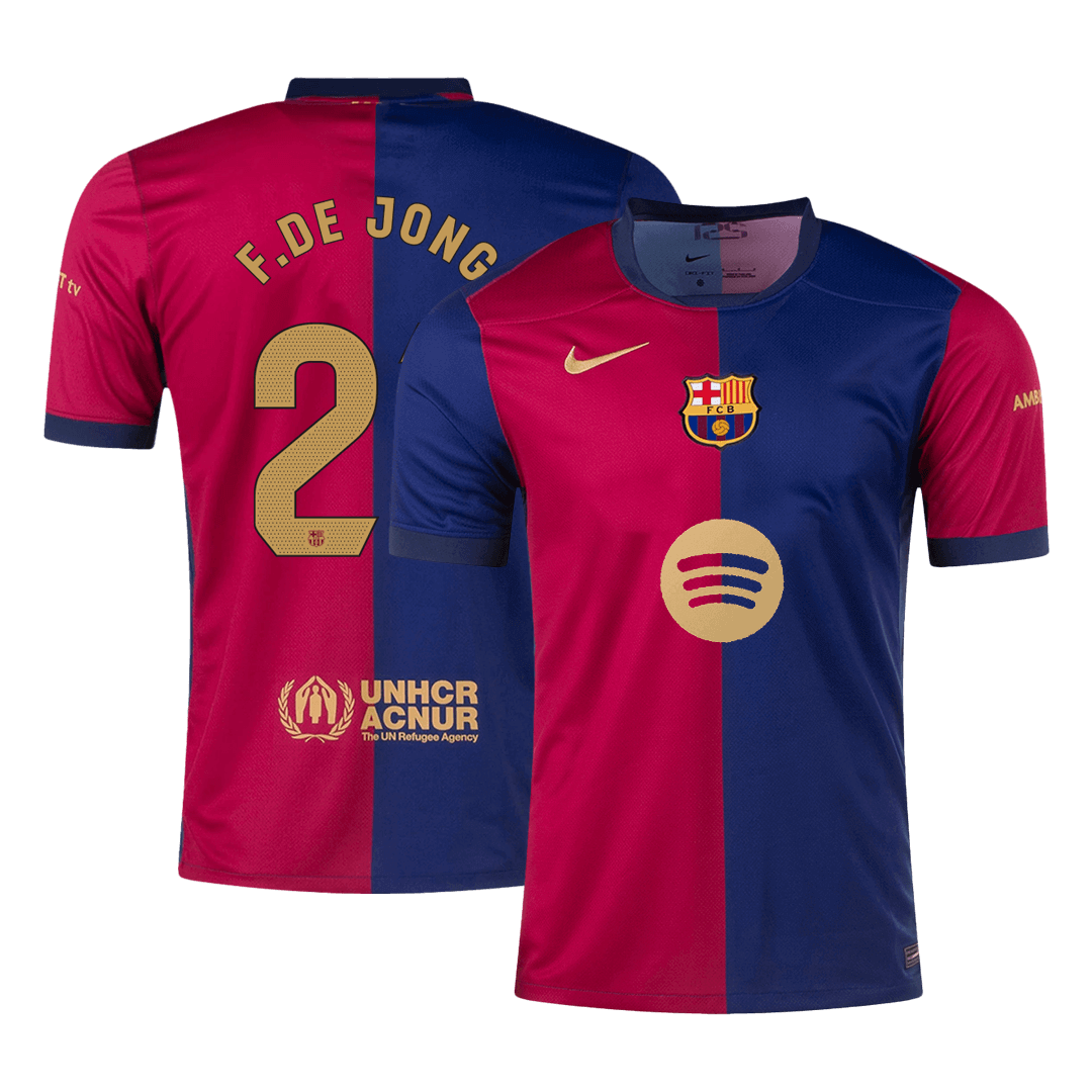 F.DE JONG #21 Barcelona Home Soccer Jersey 2024/25- Spotify Logo Without Text Top Soccer Jerseys Store