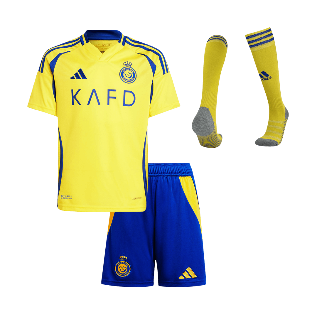 Kid's Al Nassr Home Soccer Jersey Kit(Jersey+Shorts+Socks) 2024/25 Top Soccer Jerseys Store