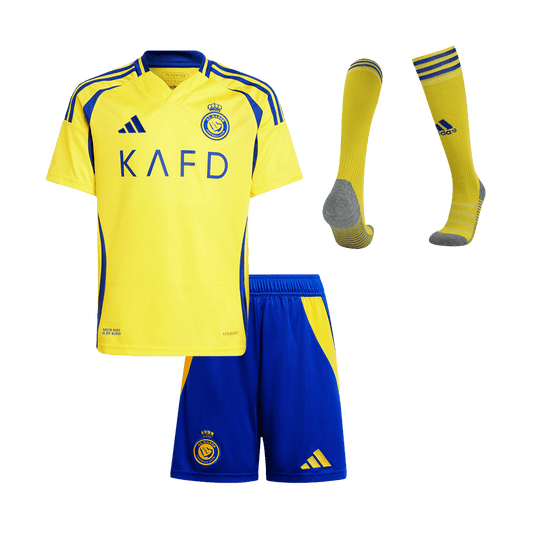 Kid's Al Nassr Home  Soccer Jersey Kit(Jersey+Shorts+Socks) 2024/25 Top Soccer Jerseys Store