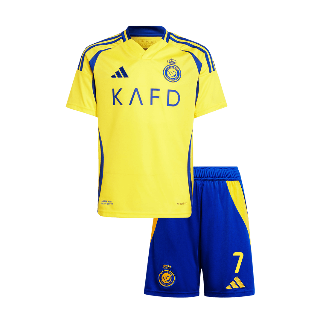 Kid's RONALDO #7 Al Nassr Home  Soccer Jersey Kit(Jersey+Shorts) 2024/25 Top Soccer Jerseys Store