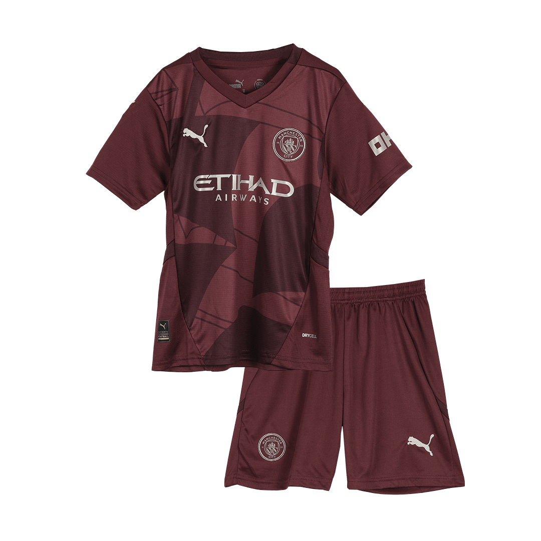 Kid's Manchester City Third Away Soccer Jersey Kit(Jersey+Shorts+Socks) 2024/25 Top Soccer Jerseys Store