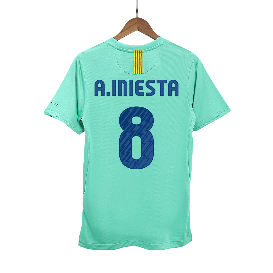 Retro A.INIESTA #8 2010/11 Barcelona Away  Soccer Jersey Top Soccer Jerseys Store