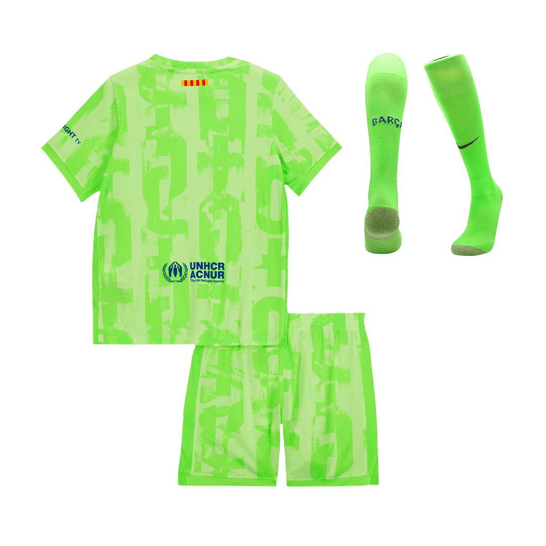 Kid's Barcelona Third Away Soccer Jersey Kit(Jersey+Shorts+Socks) 2024/25- UCL (Spotify Logo Without Text) Top Soccer Jerseys Store