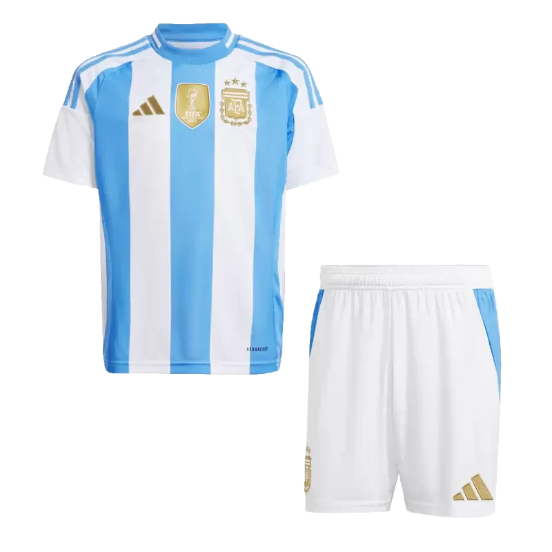 Argentina Home Kids Soccer Jerseys Kit Copa America 2024 Go Game Wear