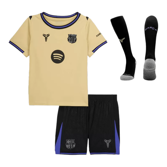 Kid‘s Barcelona Away Soccer Jerseys (Jersey+Short+Socks) Kit 2025/26