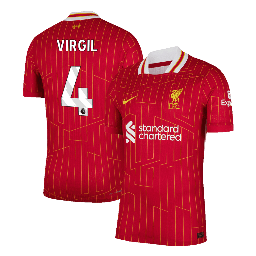 Player Version VIRGIL #4 Liverpool Home Soccer Jersey 2024/25 Top Soccer Jerseys Store