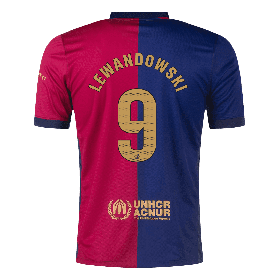 LEWANDOWSKI #9 Barcelona Home Soccer Jersey 2024/25- Spotify Logo Without Text Top Soccer Jerseys Store