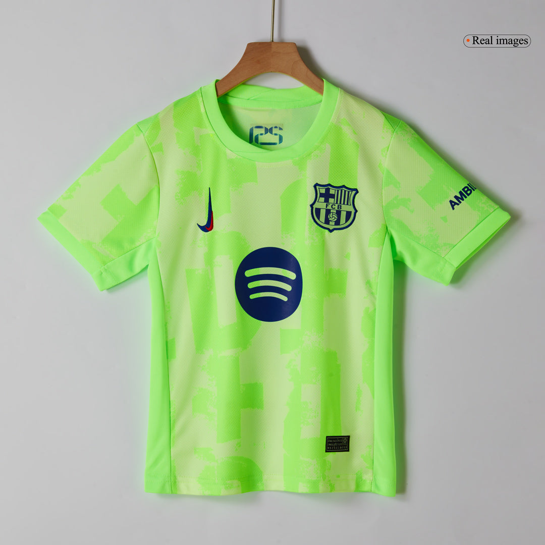 Kid's Barcelona Third Away Soccer Jersey Kit(Jersey+Shorts) 2024/25 - UCL (Spotify Logo Without Text) Top Soccer Jerseys Store