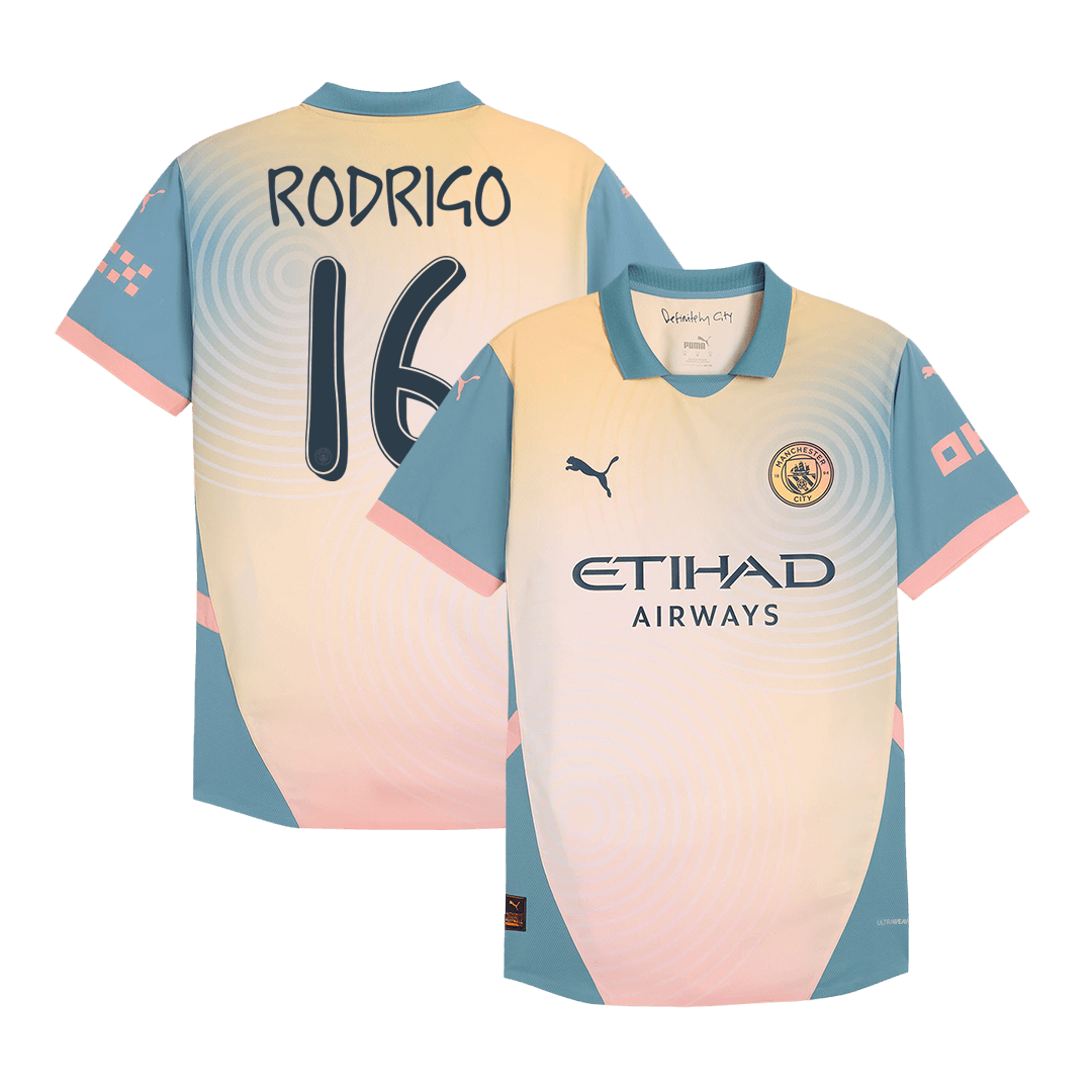 Player Version RODRIGO #16 Manchester City Fourth Away Soccer Jersey 2024/25- Definitely City (UCL) Top Soccer Jerseys Store