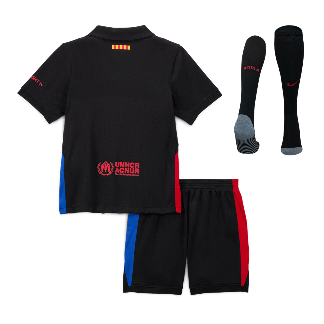 Kid's Barcelona Away Soccer Jersey Kit(Jersey+Shorts+Socks) 2024/25 - Spotify Logo Without Text Top Soccer Jerseys Store