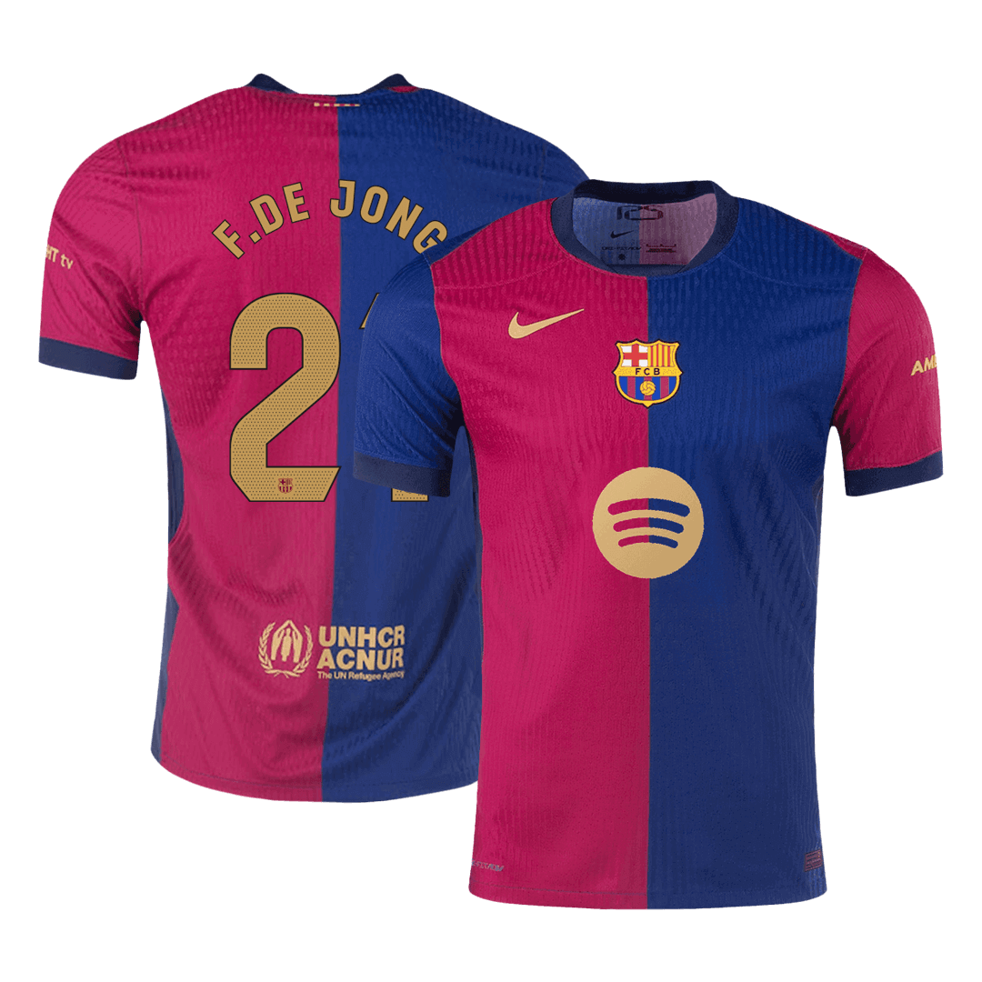 Player Version F.DE JONG #21 Barcelona Home Soccer Jersey 2024/25 - Spotify Logo Without Text Top Soccer Jerseys Store