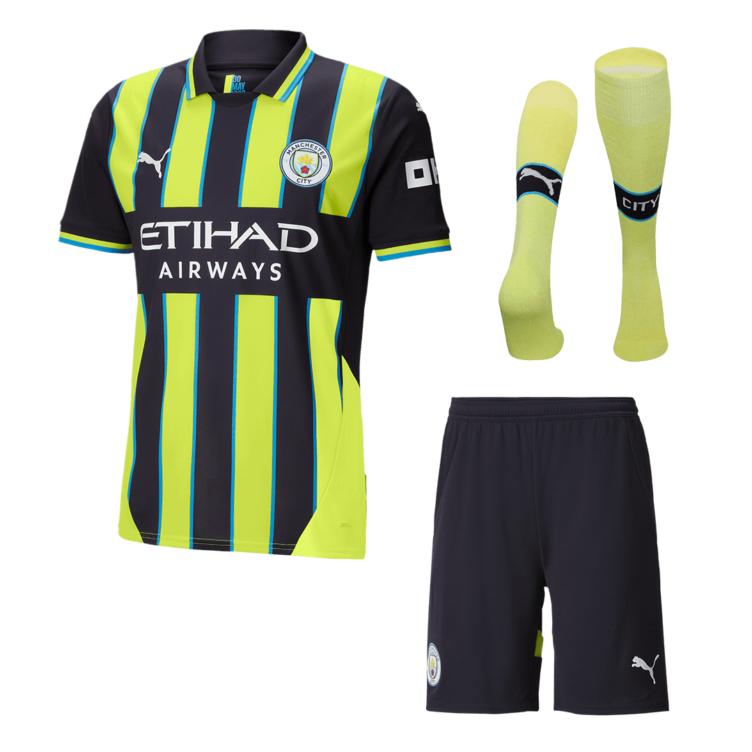 Manchester City Away Soccer Jersey Kit(Jersey+Shorts+Socks) 2024/25 Top Soccer Jerseys Store