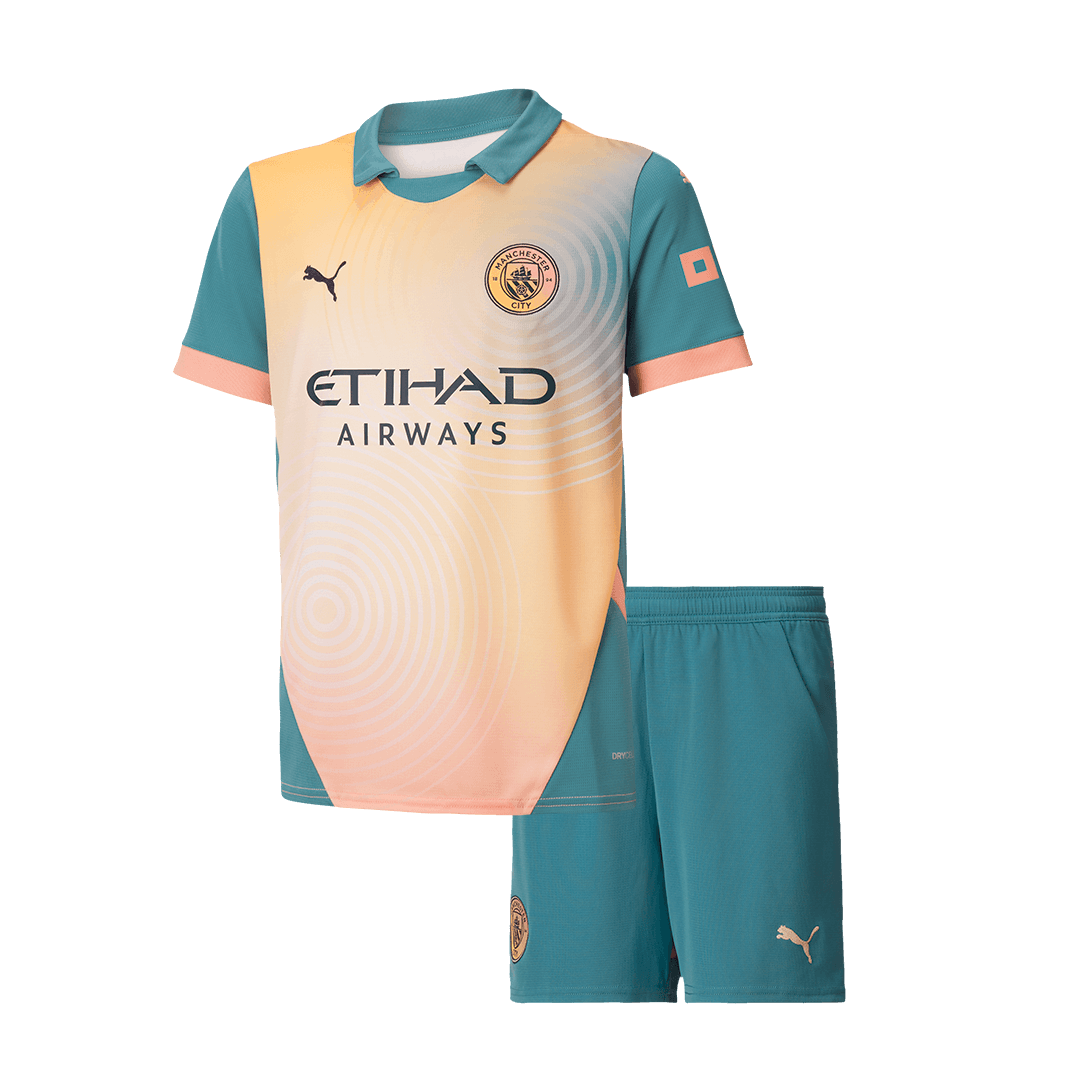 Kid's Manchester City Fourth Away Soccer Jersey Kit(Jersey+Shorts) 2024/25- Definitely City (UCL) Top Soccer Jerseys Store