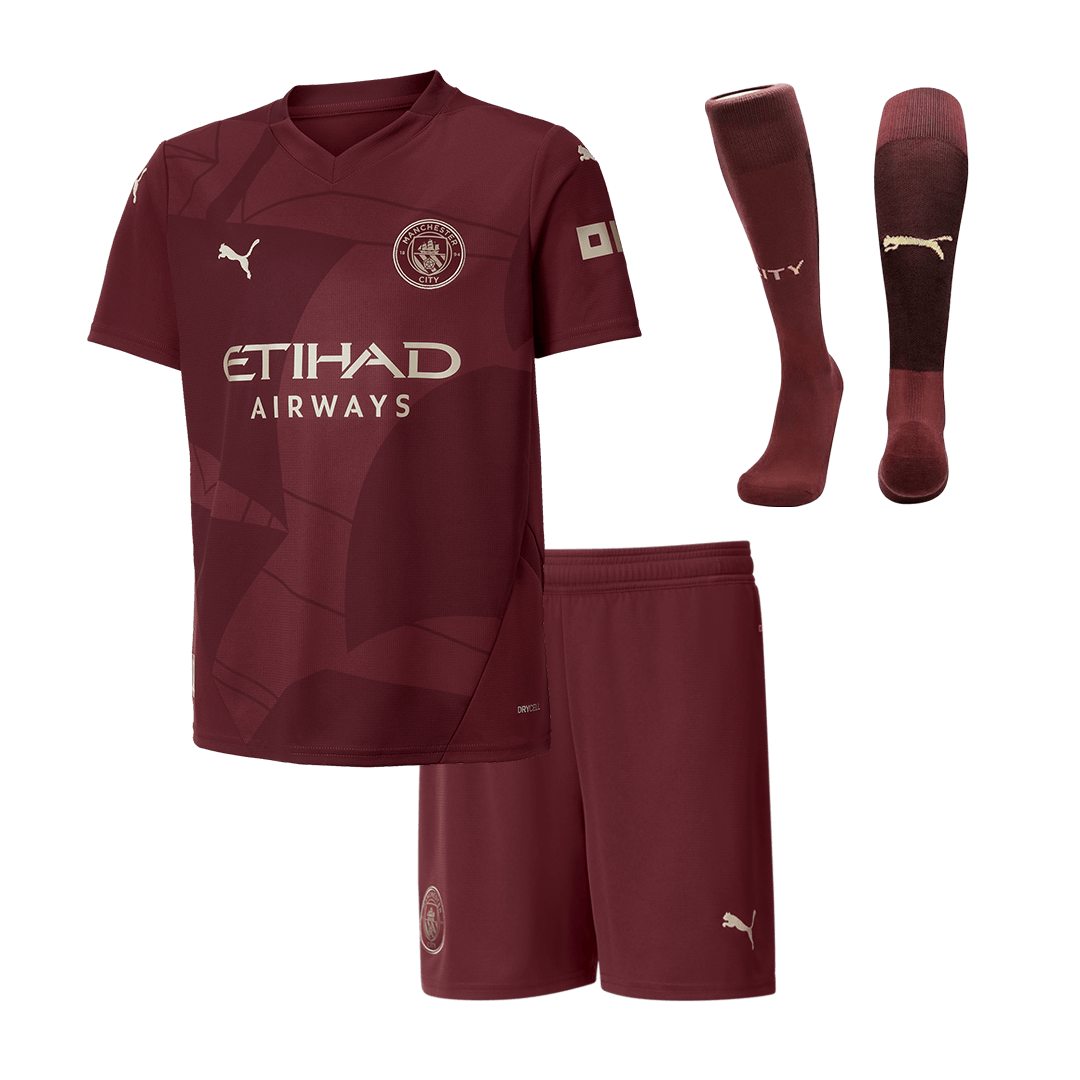 Kid's Manchester City Third Away Soccer Jersey Kit(Jersey+Shorts+Socks) 2024/25 Top Soccer Jerseys Store