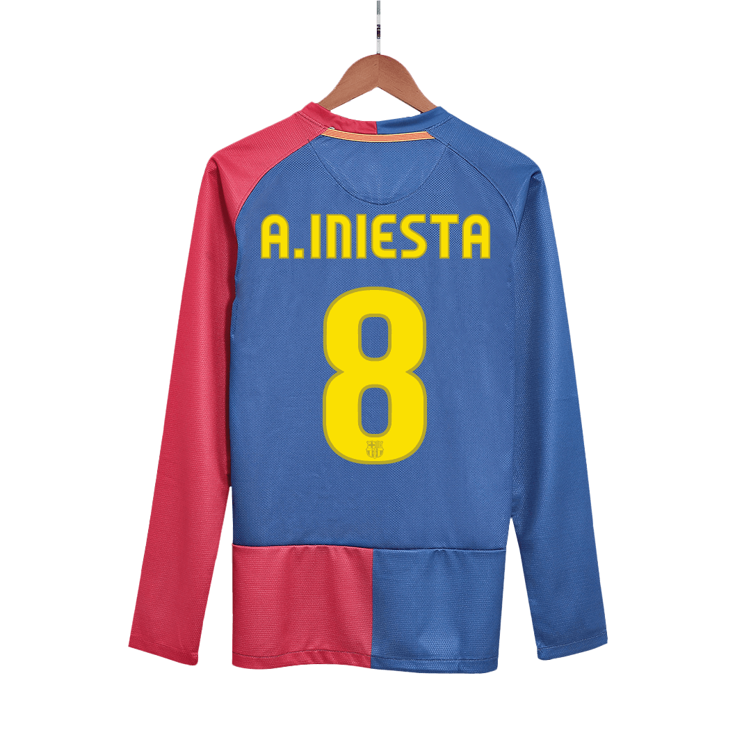 Retro A.INIESTA #8 2008/09 Barcelona Home Long Sleeve Soccer Jersey- UCL Final Top Soccer Jerseys Store