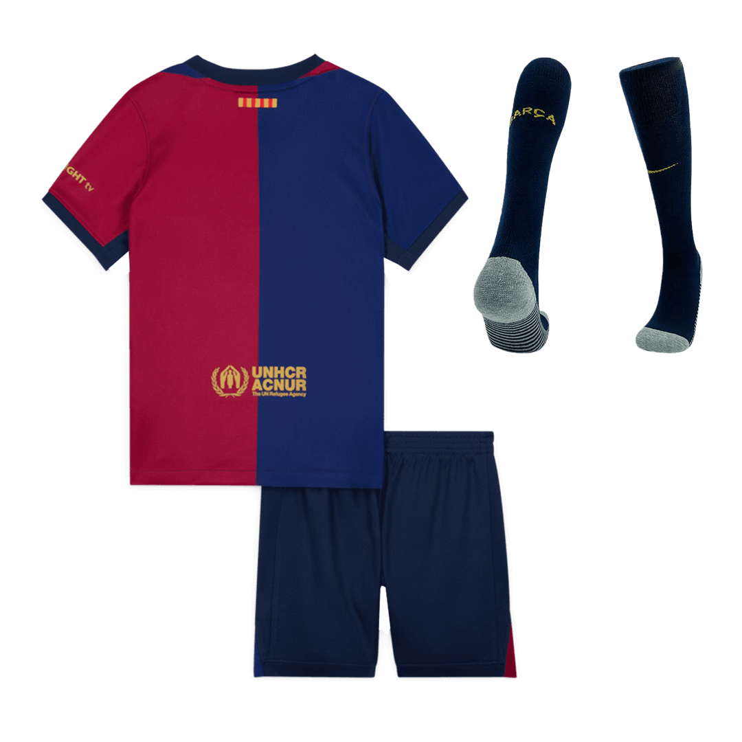 Kid's Barcelona Home  Soccer Jersey Kit(Jersey+Shorts+Socks) 2024/25-Spotify Logo Without Text Top Soccer Jerseys Store