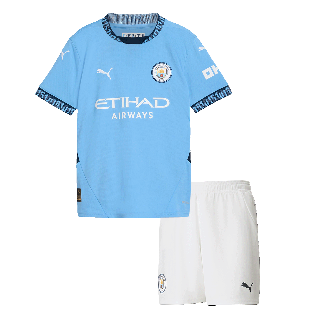 Kid's Manchester City Home  Soccer Jersey Kit(Jersey+Shorts) 2024/25 Top Soccer Jerseys Store