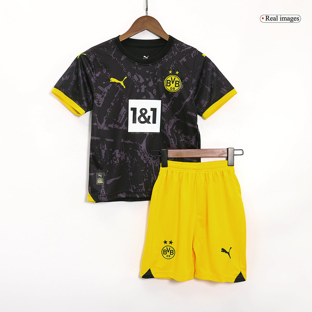 Kid's Borussia Dortmund Away  Soccer Jersey Kit(Jersey+Shorts) 2023/24 Top Soccer Jerseys Store