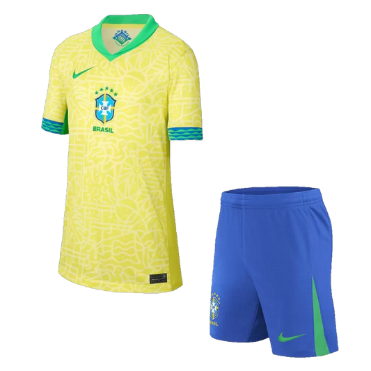 Brazil Kid‘s Home Soccer Jerseys (Jersey+Short) Kit 2024
