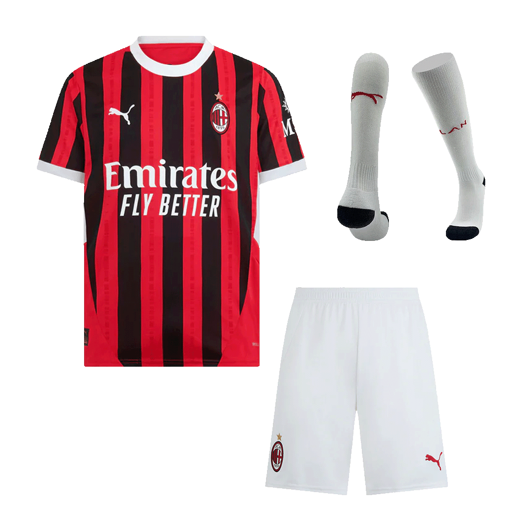 AC Milan Home  Soccer Jersey Kit(Jersey+Shorts+Socks) 2024/25 Top Soccer Jerseys Store