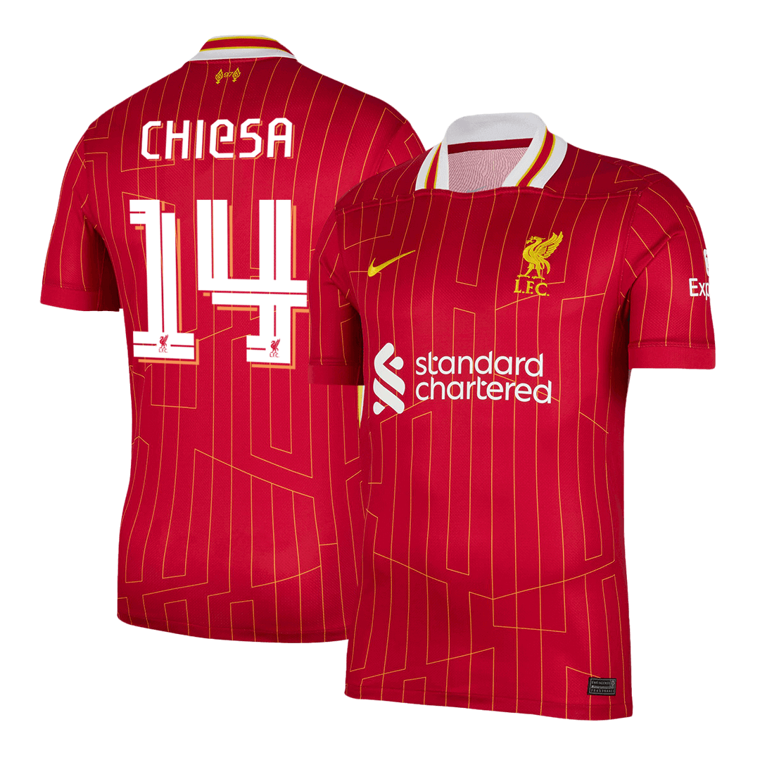 CHIESA #14 Liverpool Home  Soccer Jersey 2024/25 - UCL Top Soccer Jerseys Store