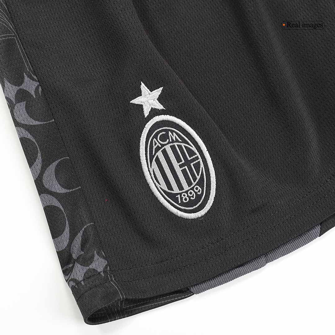 Kid's AC Milan x Pleasures Fourth Away  Soccer Jersey Kit(Jersey+Shorts) 2023/24 Top Soccer Jerseys Store