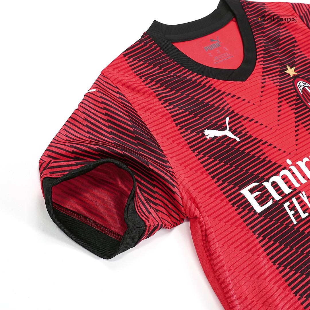 Kid's AC Milan Home  Soccer Jersey Kit(Jersey+Shorts) 2023/24 Top Soccer Jerseys Store