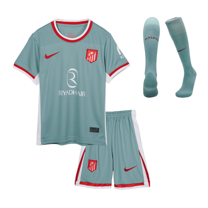 Kid's Atletico Madrid Away  Soccer Jersey Kit(Jersey+Shorts+Socks) 2024/25 Top Soccer Jerseys Store