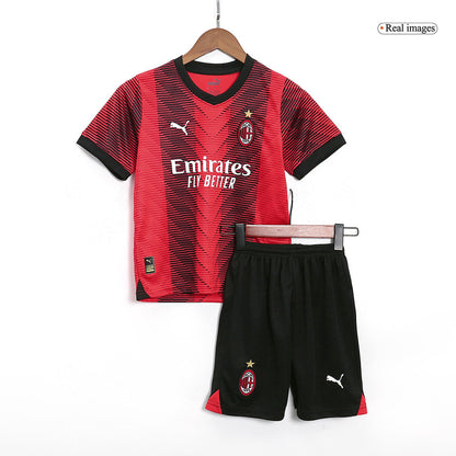 Kid's AC Milan Home  Soccer Jersey Kit(Jersey+Shorts) 2023/24 Top Soccer Jerseys Store