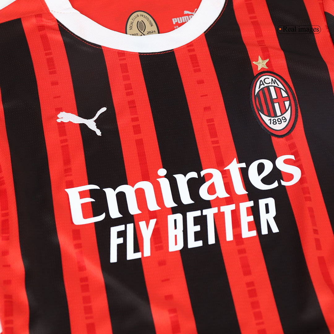 Kid's AC Milan Home  Soccer Jersey Kit(Jersey+Shorts) 2024/25 Top Soccer Jerseys Store