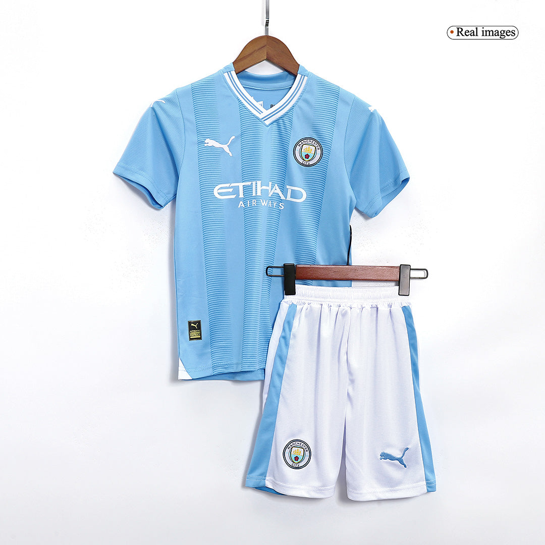 Kid's Manchester City Home  Soccer Jersey Kit(Jersey+Shorts) 2023/24 Top Soccer Jerseys Store