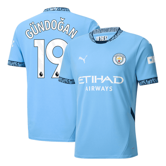 G?NDO?AN #19 Manchester City Home  Soccer Jersey 2024/25 Top Soccer Jerseys Store