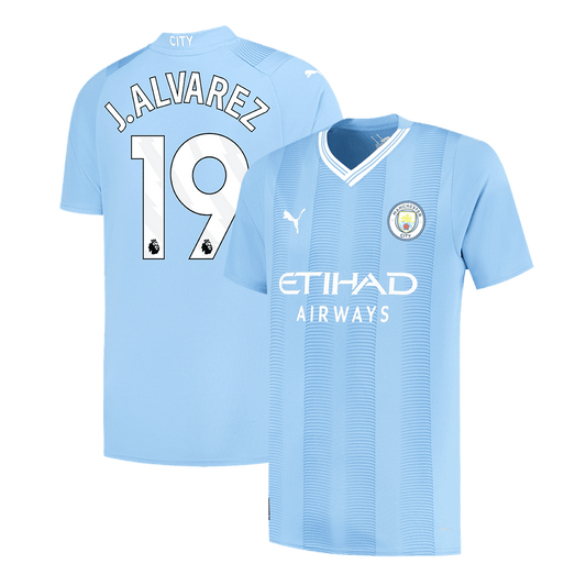J.ALVAREZ #19 Manchester City Home  Soccer Jersey 2023/24 Top Soccer Jerseys Store